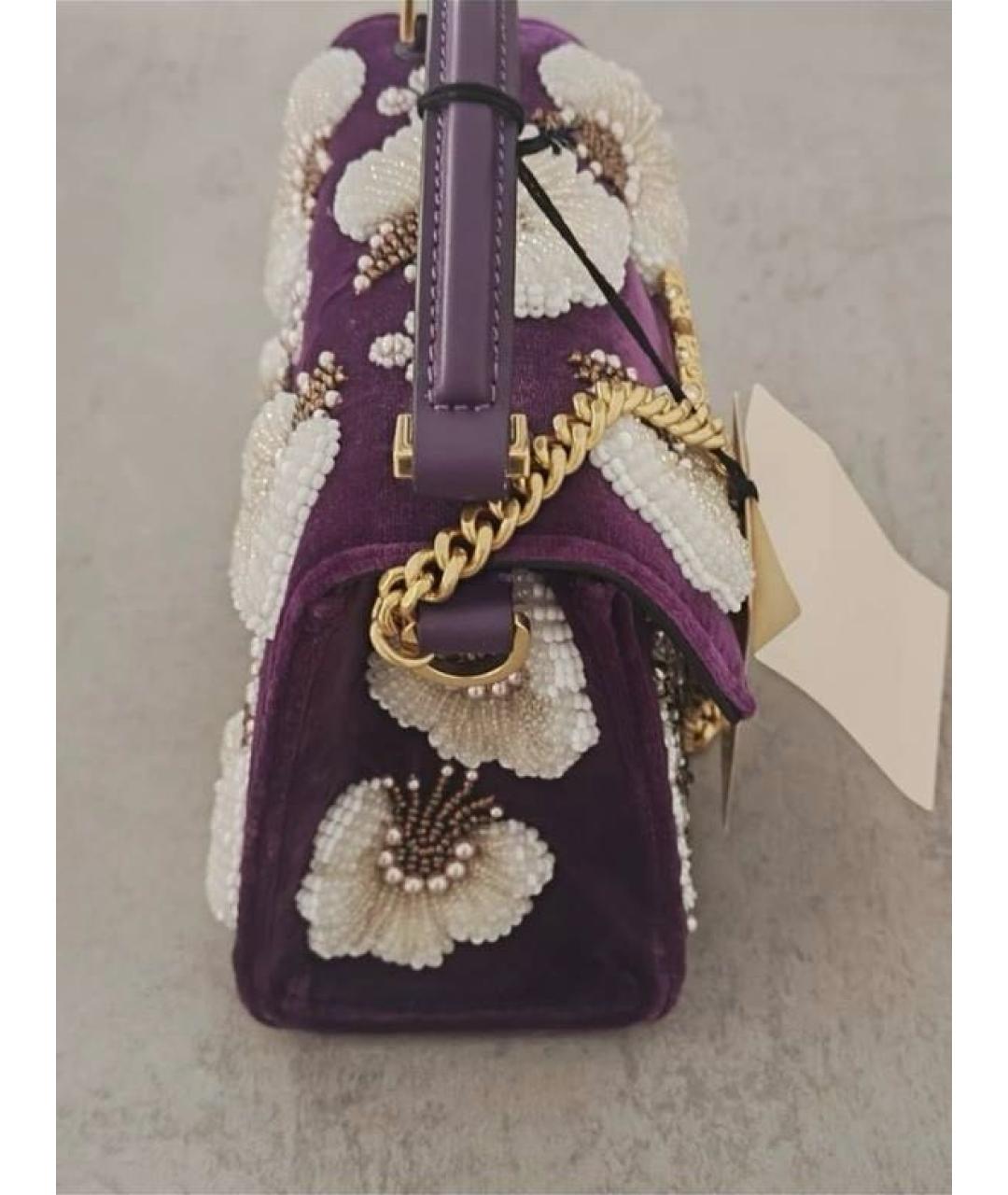 VALENTINO Фиолетовая бархатная сумка с короткими ручками, фото 5