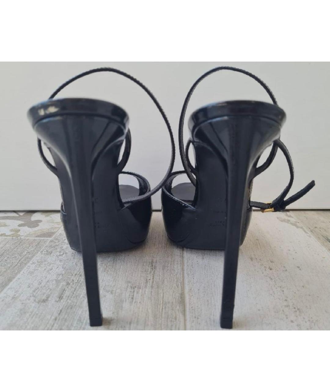SAINT LAURENT Черные босоножки из лакированной кожи, фото 2