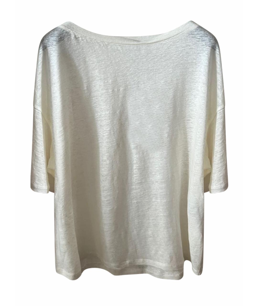 WEEKEND MAX MARA Белая льняная футболка, фото 1