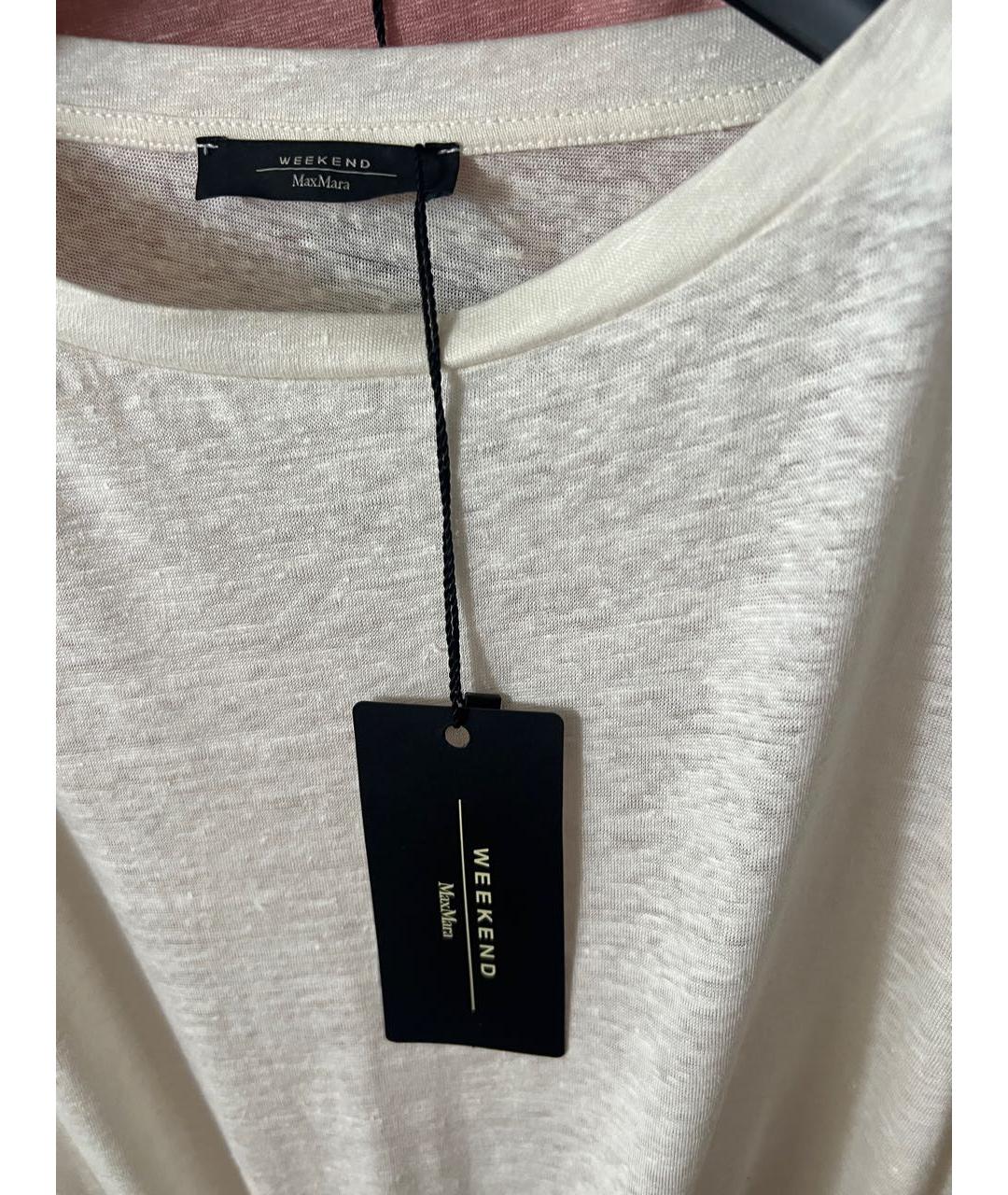 WEEKEND MAX MARA Белая льняная футболка, фото 4