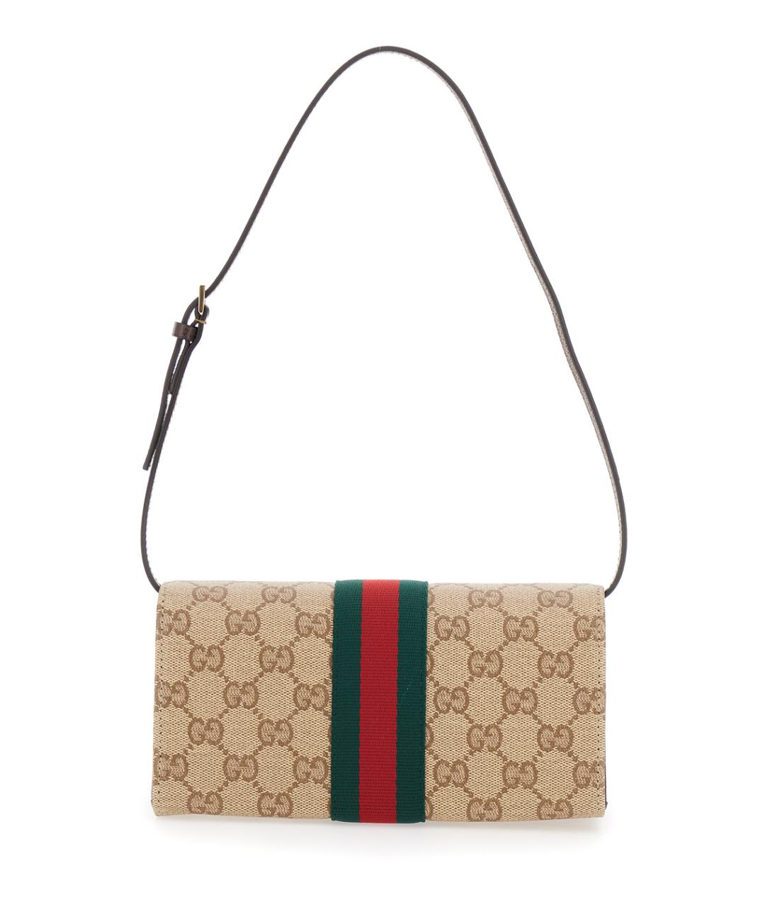 GUCCI Бежевая тканевая сумка через плечо, фото 2