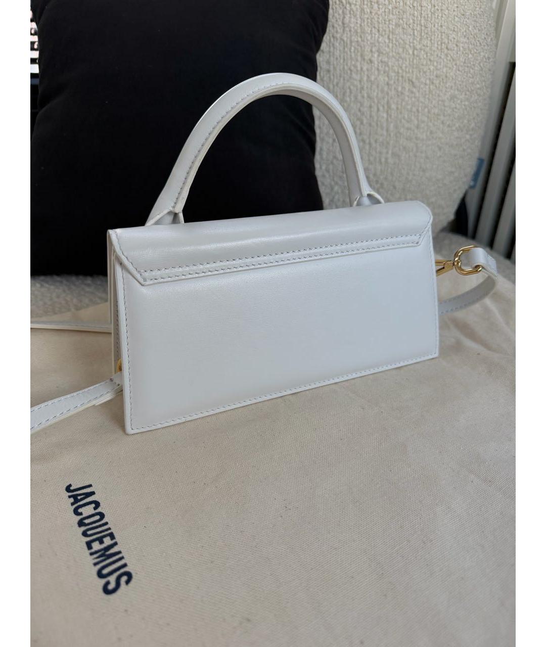 JACQUEMUS Белая кожаная сумка с короткими ручками, фото 3