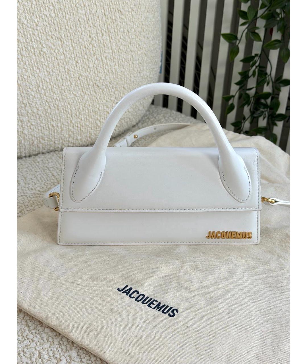 JACQUEMUS Белая кожаная сумка с короткими ручками, фото 6
