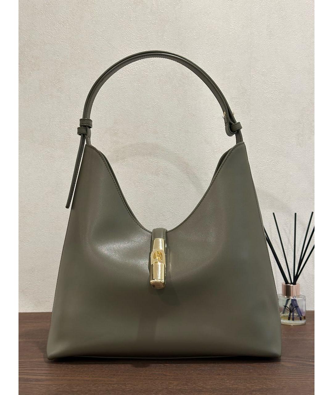 FURLA Хаки кожаная сумка тоут, фото 8