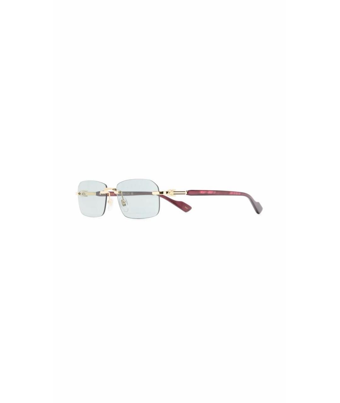 GUCCI Золотые металлические солнцезащитные очки, фото 4