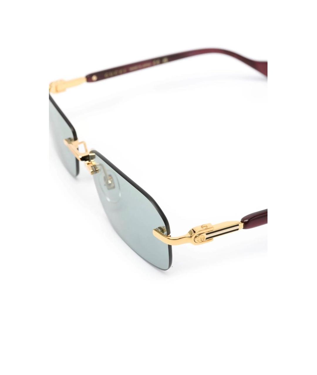GUCCI Золотые металлические солнцезащитные очки, фото 2