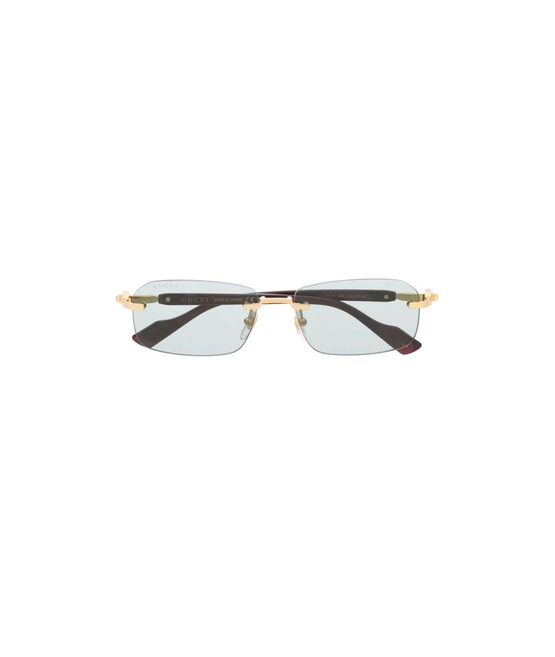 GUCCI Золотые металлические солнцезащитные очки, фото 6