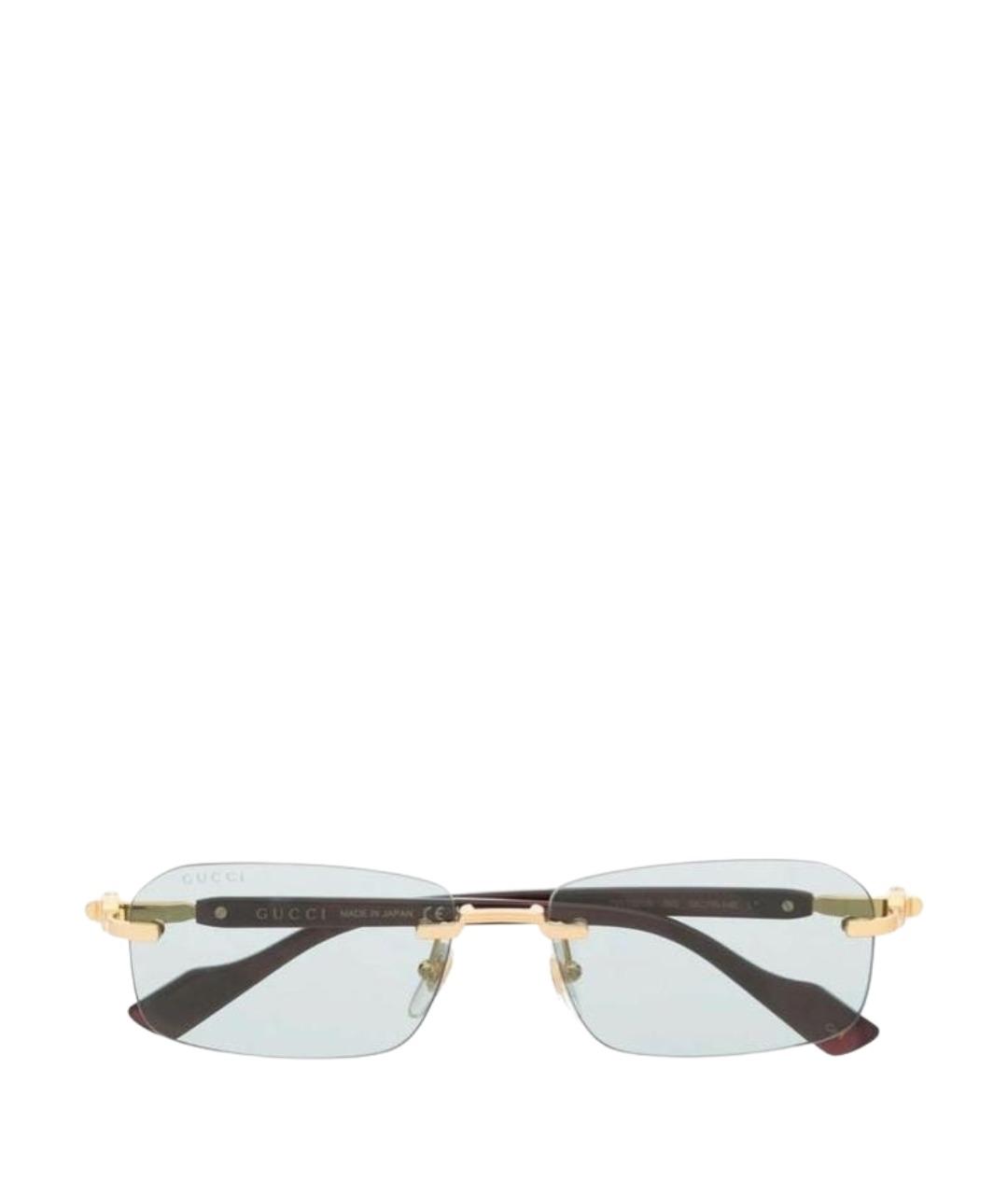 GUCCI Золотые металлические солнцезащитные очки, фото 1