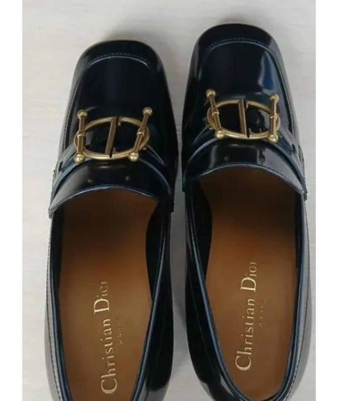 CHRISTIAN DIOR Черные кожаные лоферы, фото 5