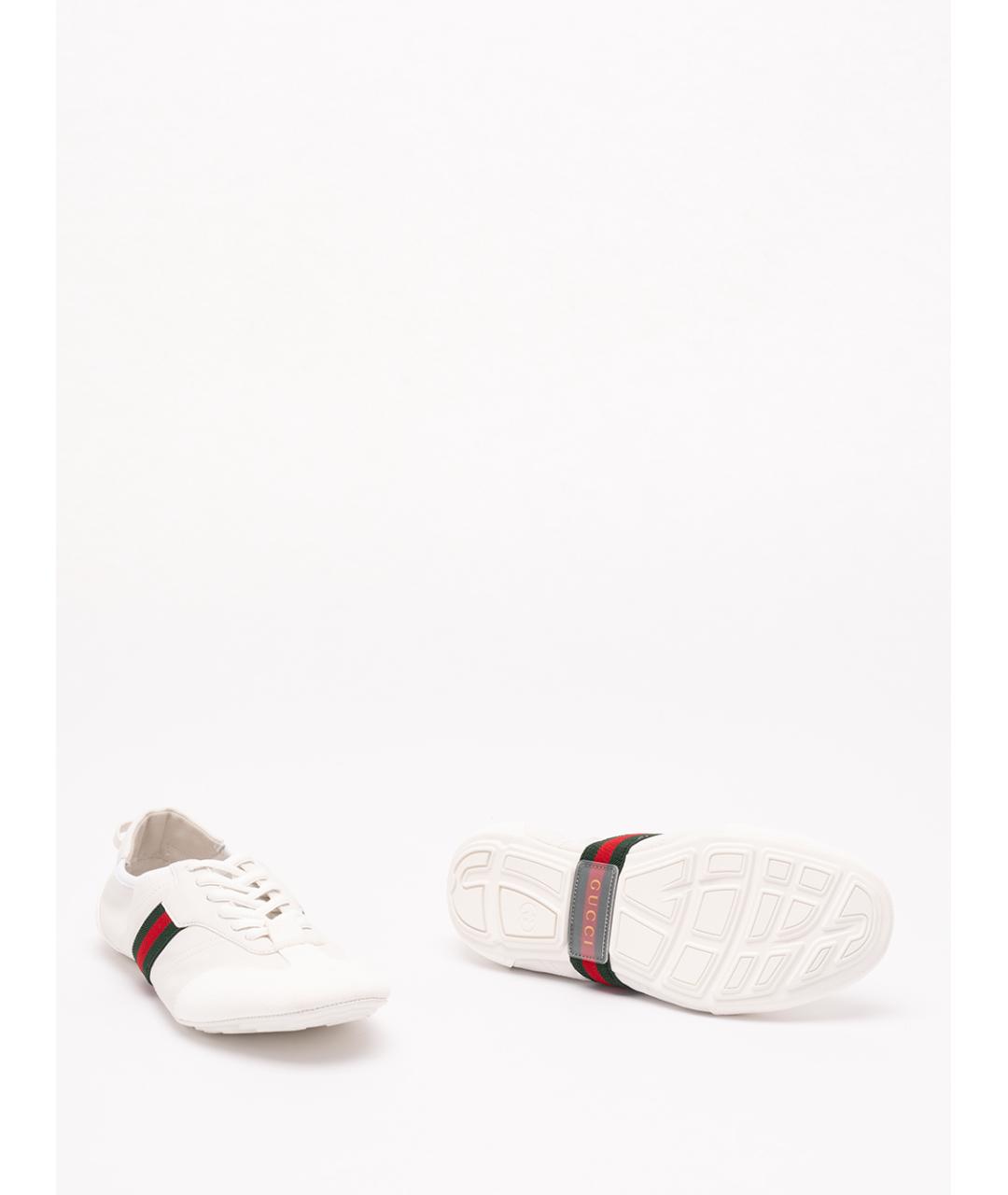 GUCCI Белые кожаные кроссовки, фото 4