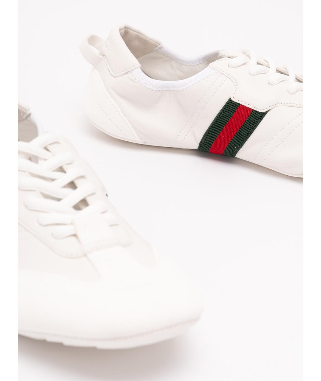 GUCCI Белые кожаные кроссовки, фото 5