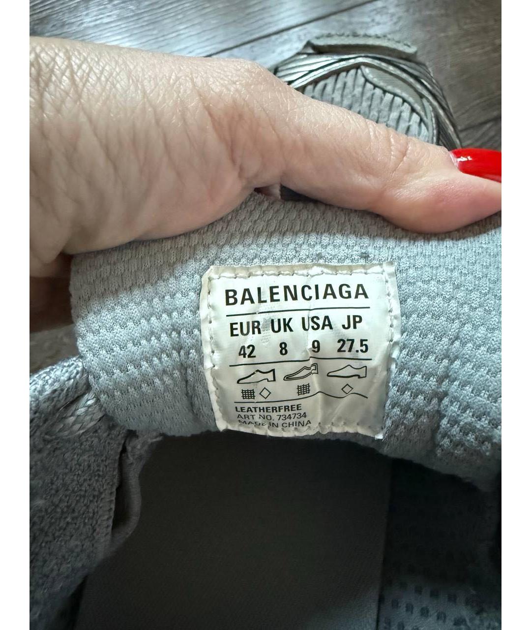 BALENCIAGA Серые текстильные низкие кроссовки / кеды, фото 6