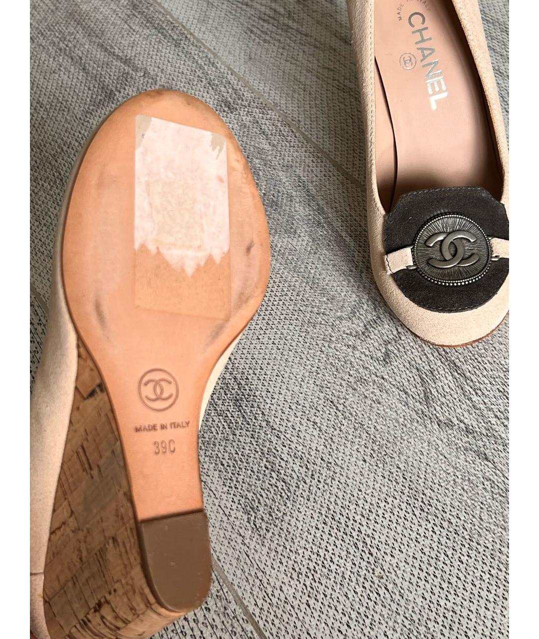 CHANEL Бежевые замшевые туфли, фото 6