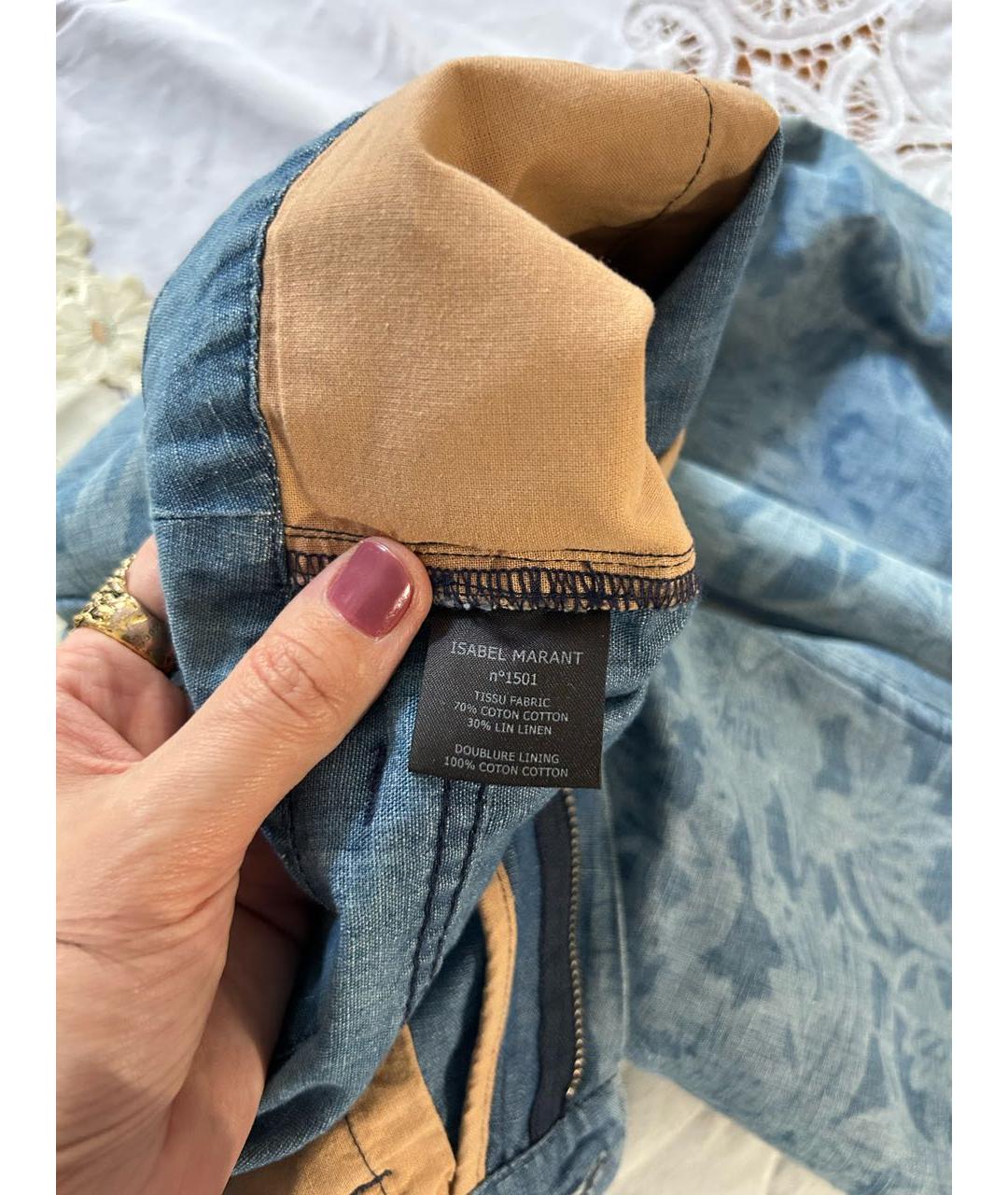 ISABEL MARANT ETOILE Голубые хлопко-льняные прямые джинсы, фото 5