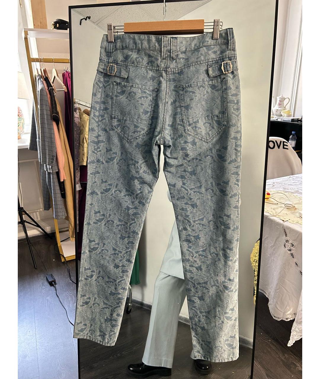 ISABEL MARANT ETOILE Голубые хлопко-льняные прямые джинсы, фото 7