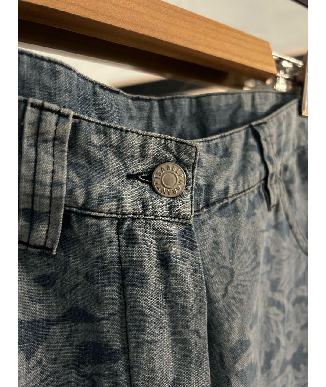 ISABEL MARANT ETOILE Голубые хлопко-льняные прямые джинсы, фото 3