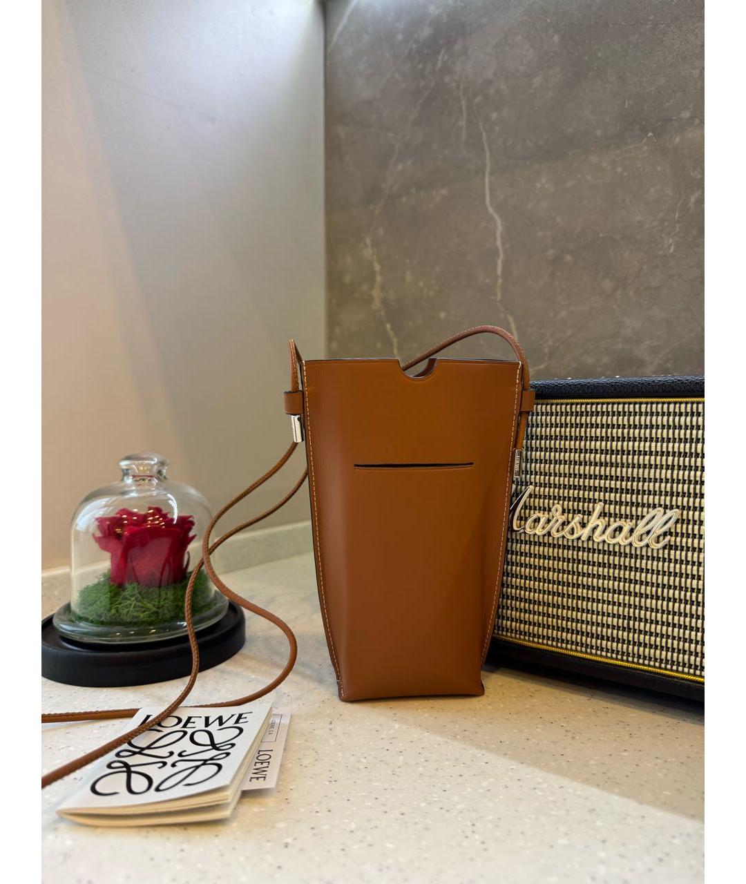 LOEWE Коричневая кожаная сумка через плечо, фото 3