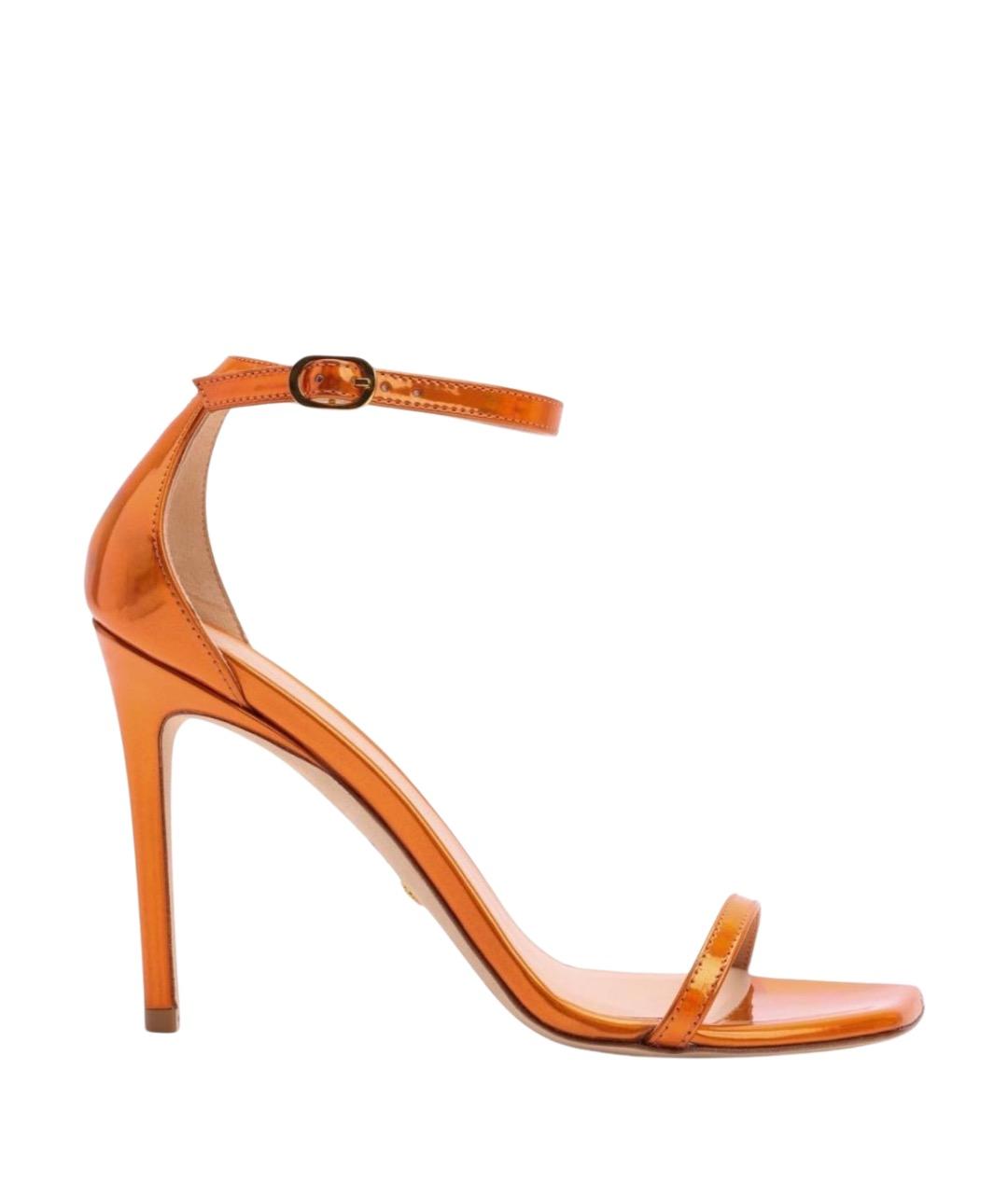 STUART WEITZMAN Оранжевые босоножки из лакированной кожи, фото 1
