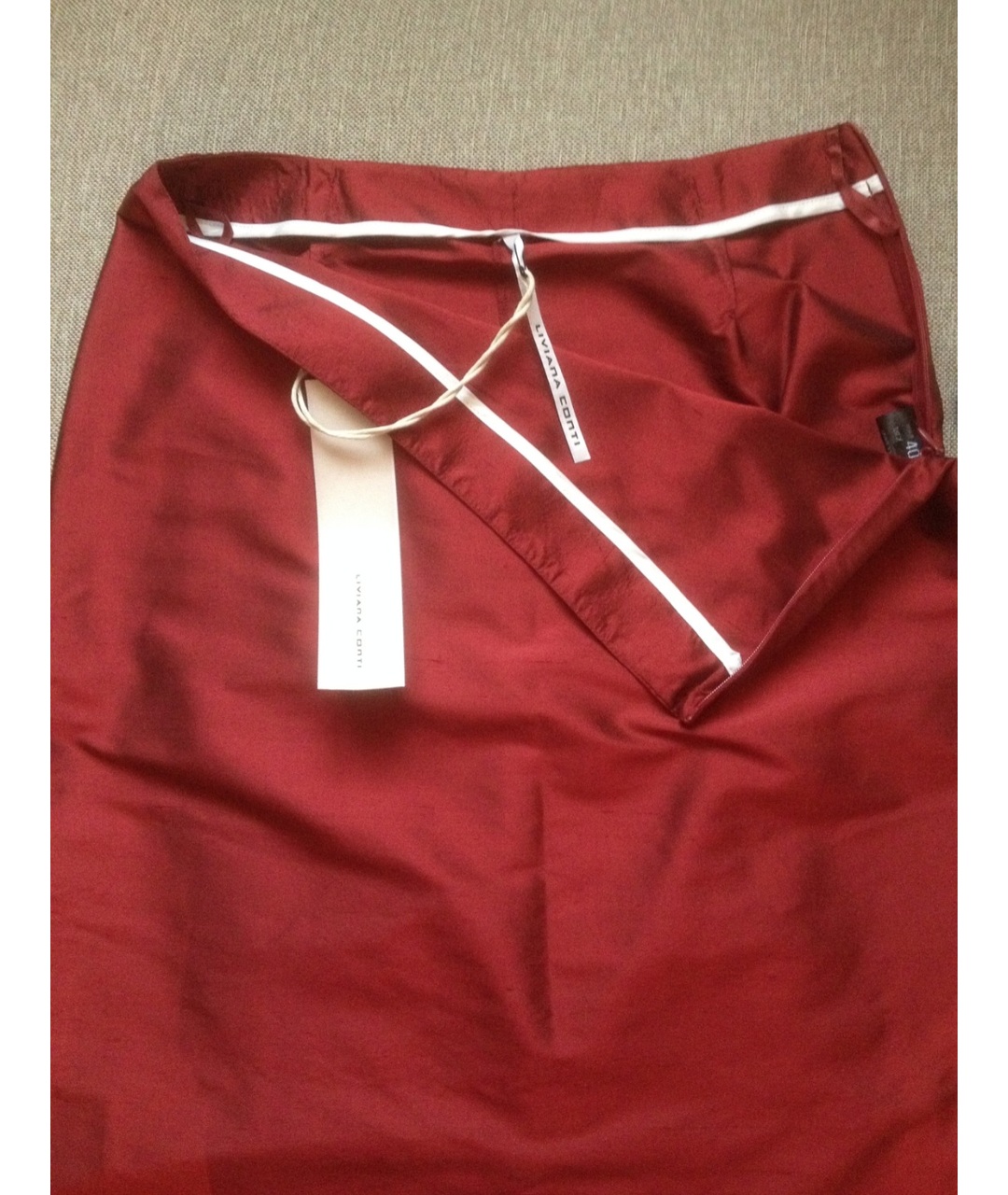 LIVIANA CONTI Бордовая шелковая юбка миди, фото 5