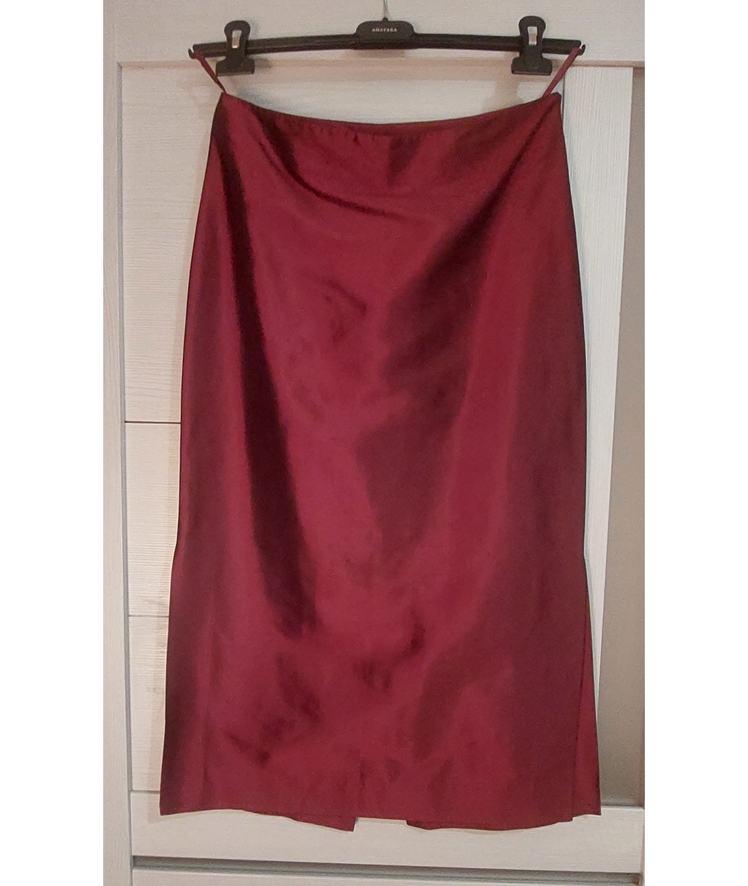 LIVIANA CONTI Бордовая шелковая юбка миди, фото 8