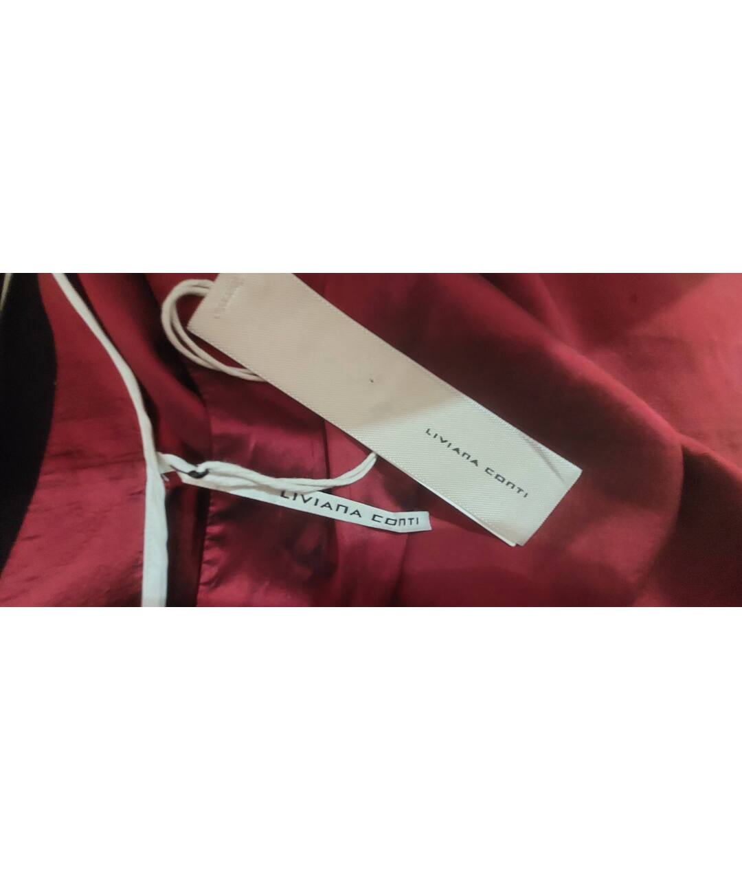 LIVIANA CONTI Бордовая шелковая юбка миди, фото 3