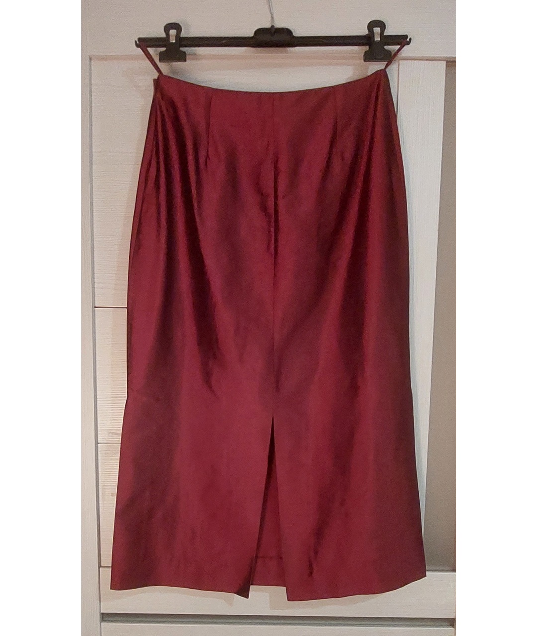 LIVIANA CONTI Бордовая шелковая юбка миди, фото 2