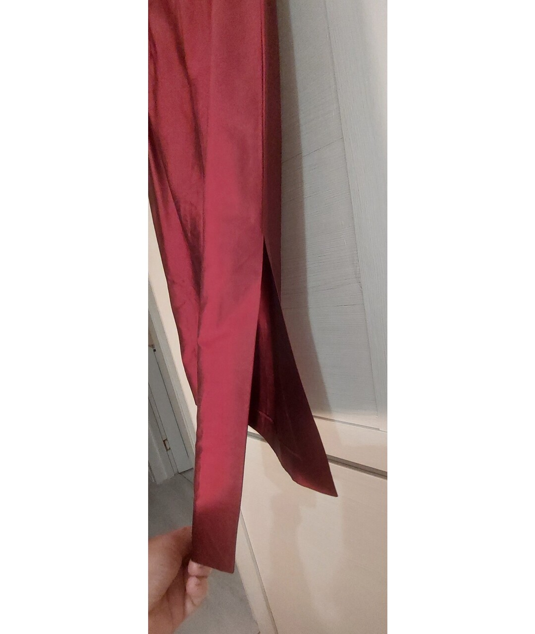 LIVIANA CONTI Бордовая шелковая юбка миди, фото 4
