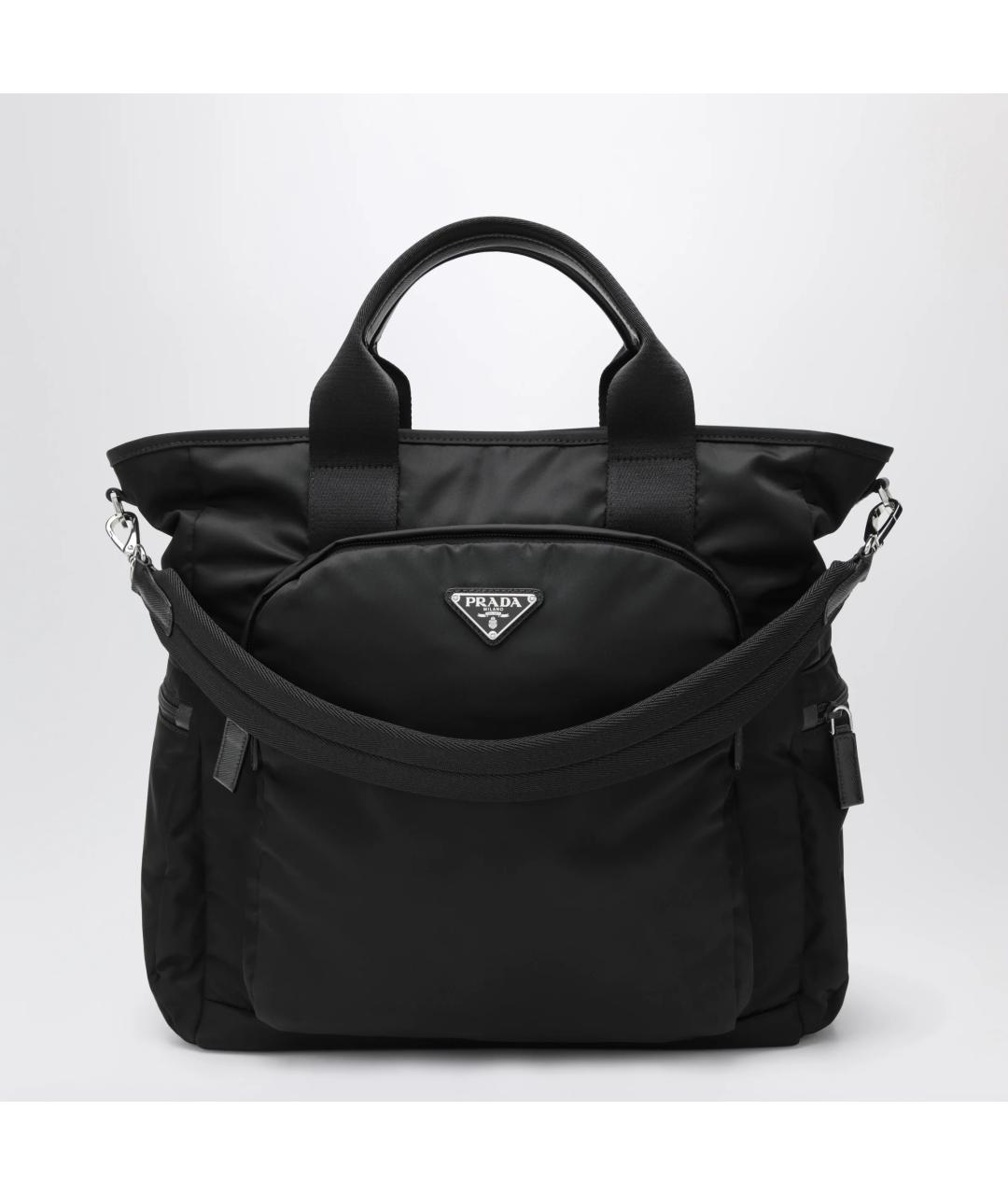 PRADA Черная тканевая сумка тоут, фото 3