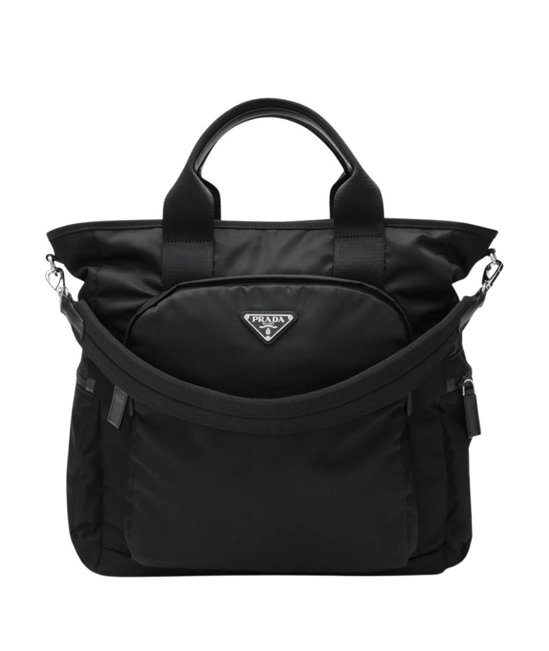 PRADA Черная тканевая сумка тоут, фото 1
