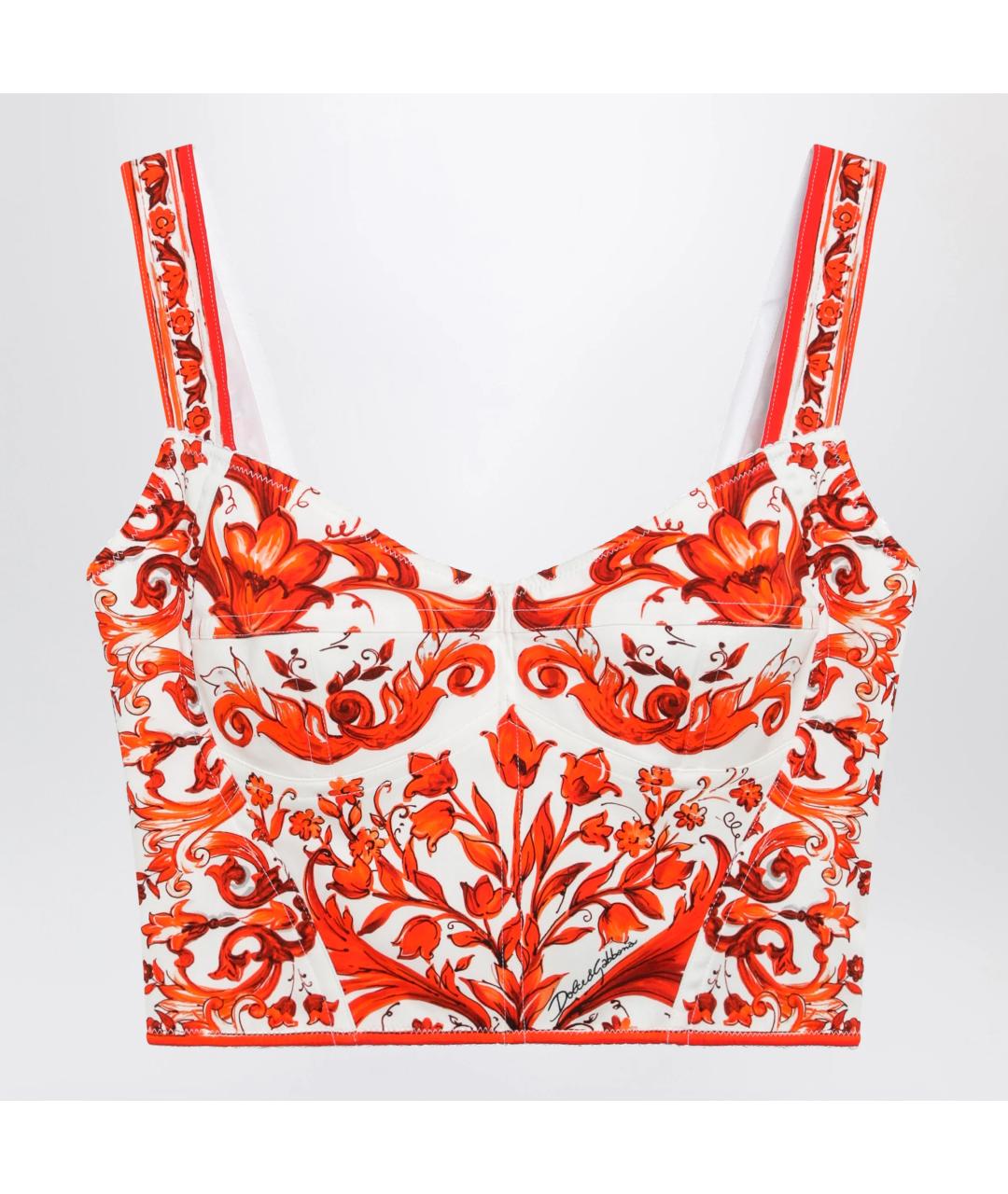 DOLCE&GABBANA Оранжевая шелковая майка, фото 3