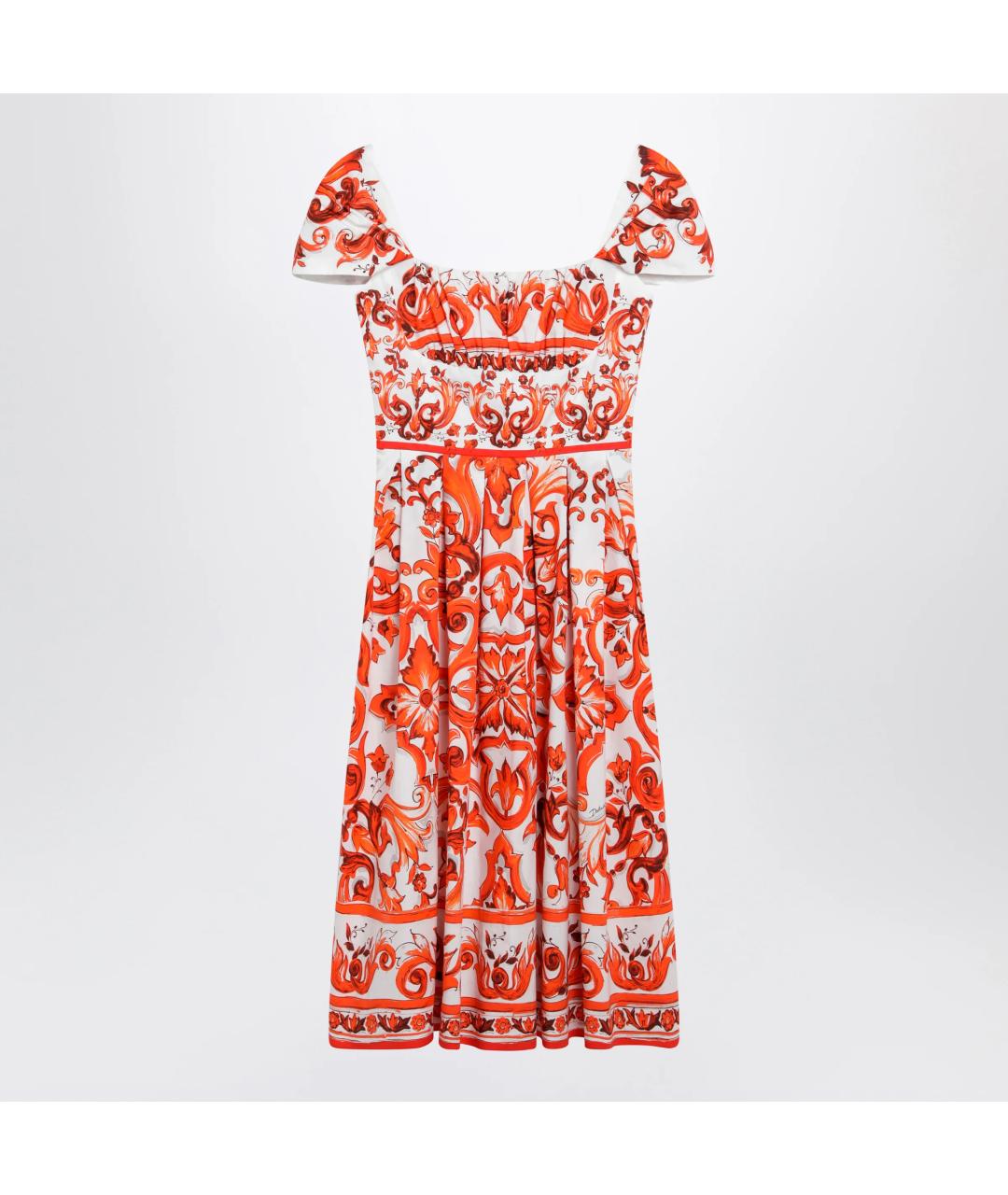 DOLCE&GABBANA Оранжевое хлопковое повседневное платье, фото 3