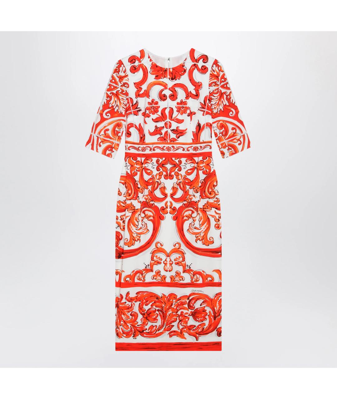 DOLCE&GABBANA Оранжевое шелковое повседневное платье, фото 3