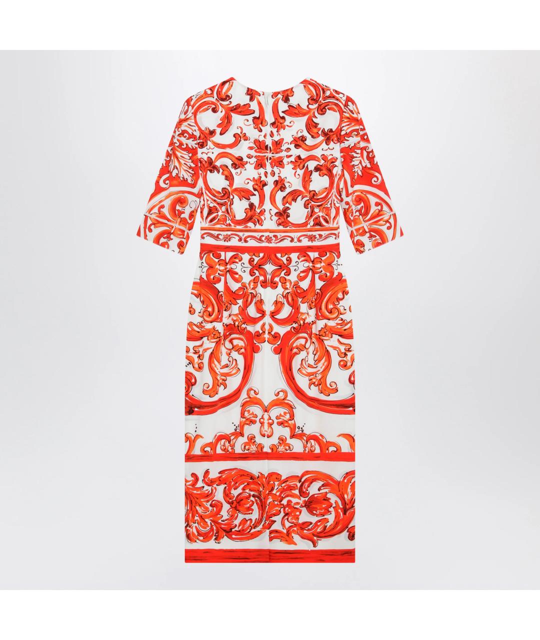 DOLCE&GABBANA Оранжевое шелковое повседневное платье, фото 2