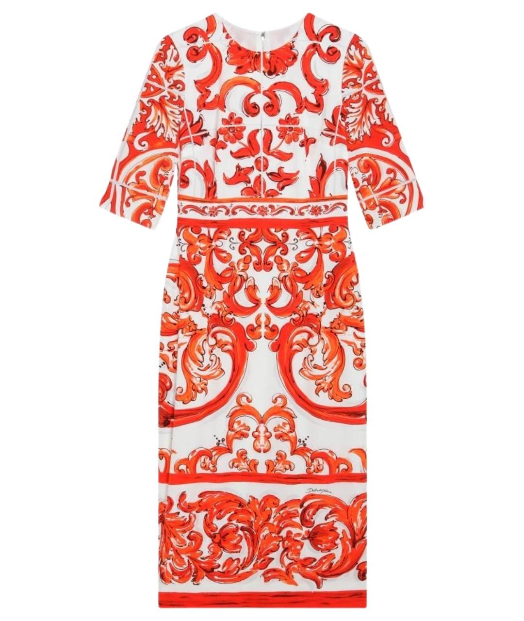 DOLCE&GABBANA Оранжевое шелковое повседневное платье, фото 1