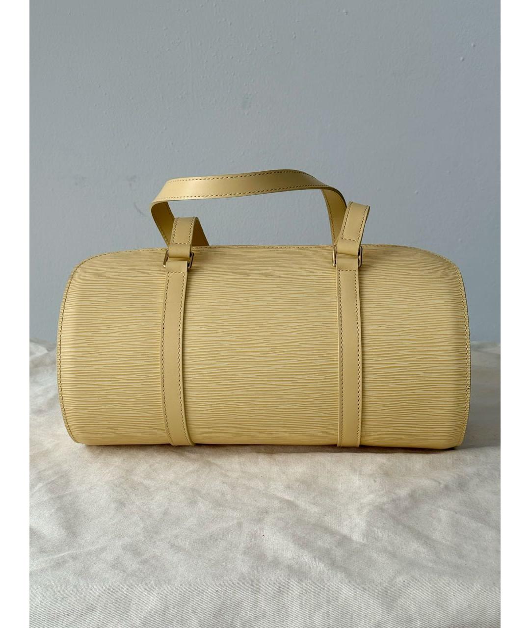 LOUIS VUITTON Желтая кожаная сумка с короткими ручками, фото 3