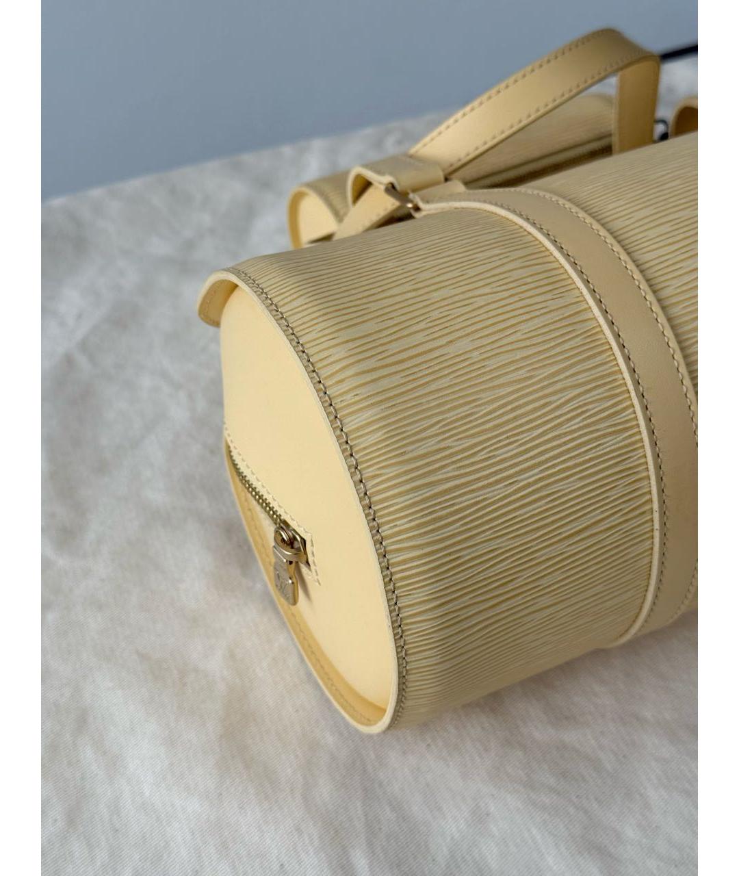 LOUIS VUITTON Желтая кожаная сумка с короткими ручками, фото 6