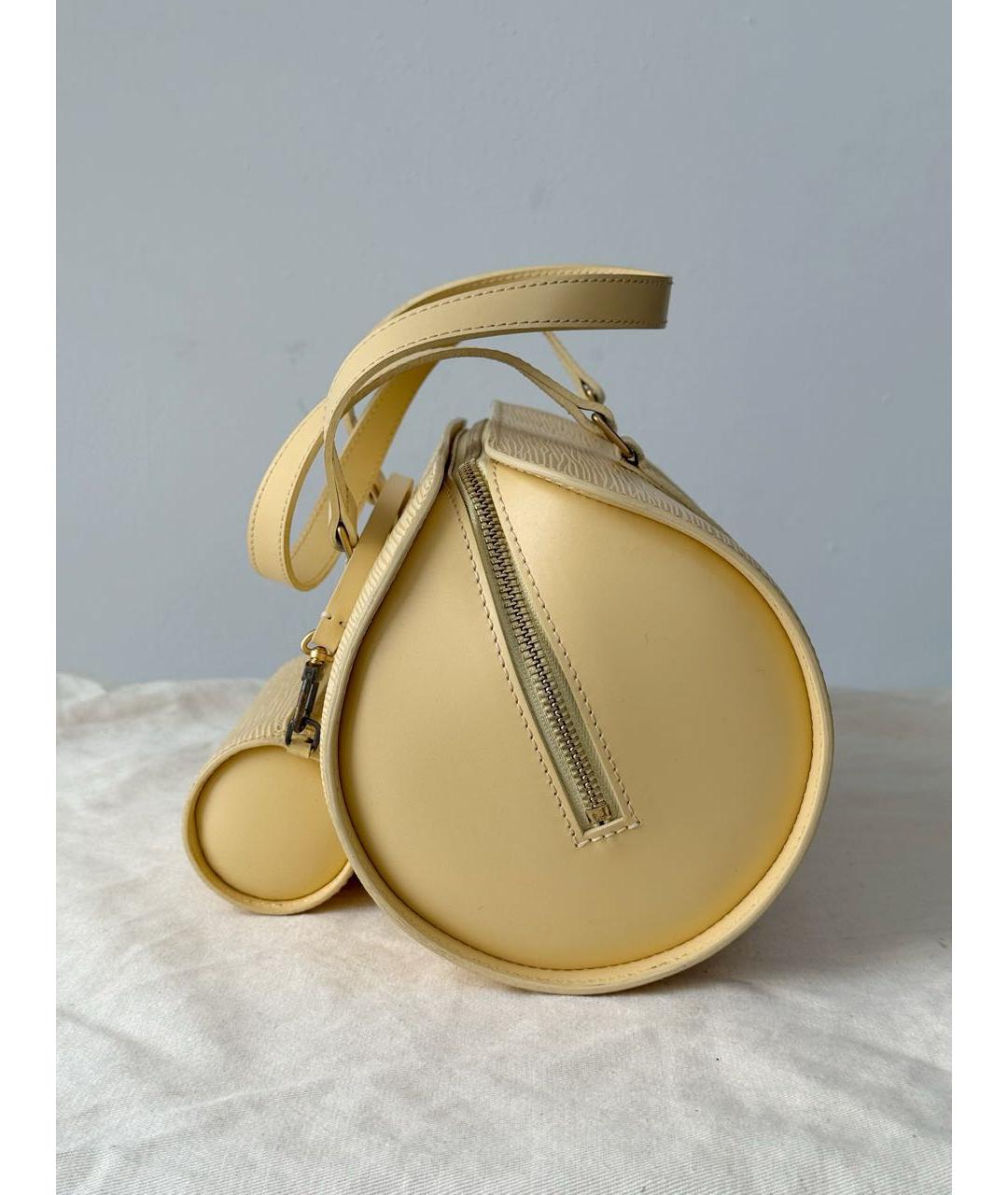 LOUIS VUITTON Желтая кожаная сумка с короткими ручками, фото 4