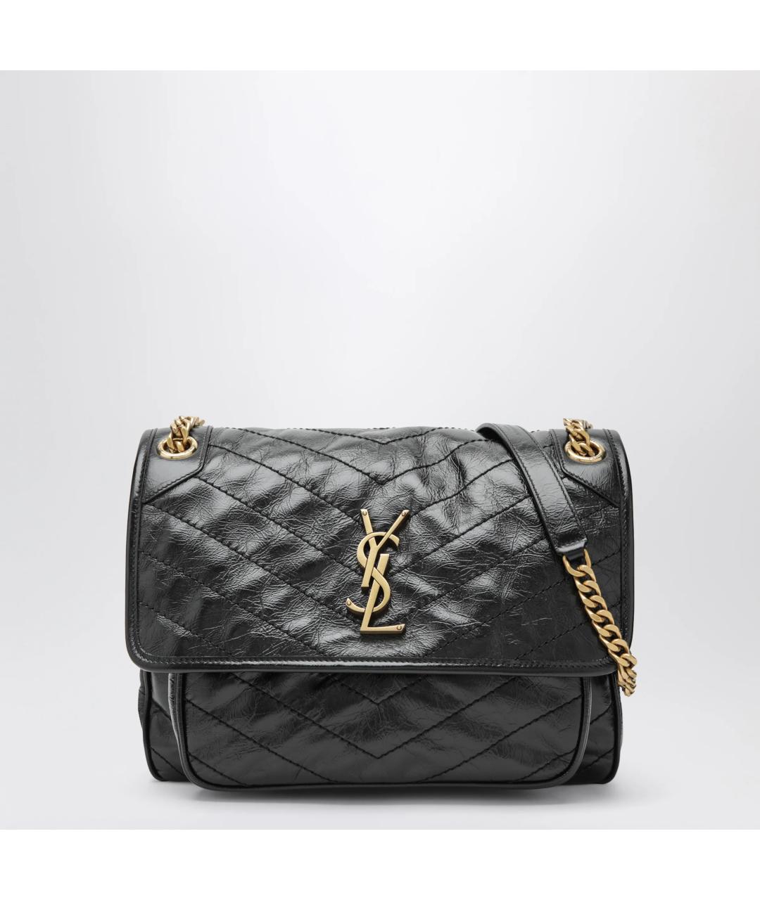SAINT LAURENT Черная кожаная сумка через плечо, фото 3