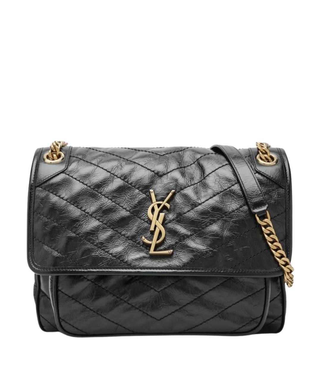 SAINT LAURENT Черная кожаная сумка через плечо, фото 1