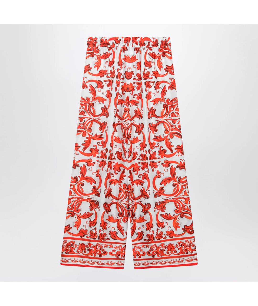 DOLCE&GABBANA Оранжевые шелковые брюки широкие, фото 2