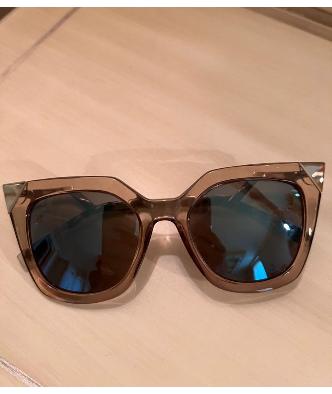 FENDI Коричневые пластиковые солнцезащитные очки, фото 7