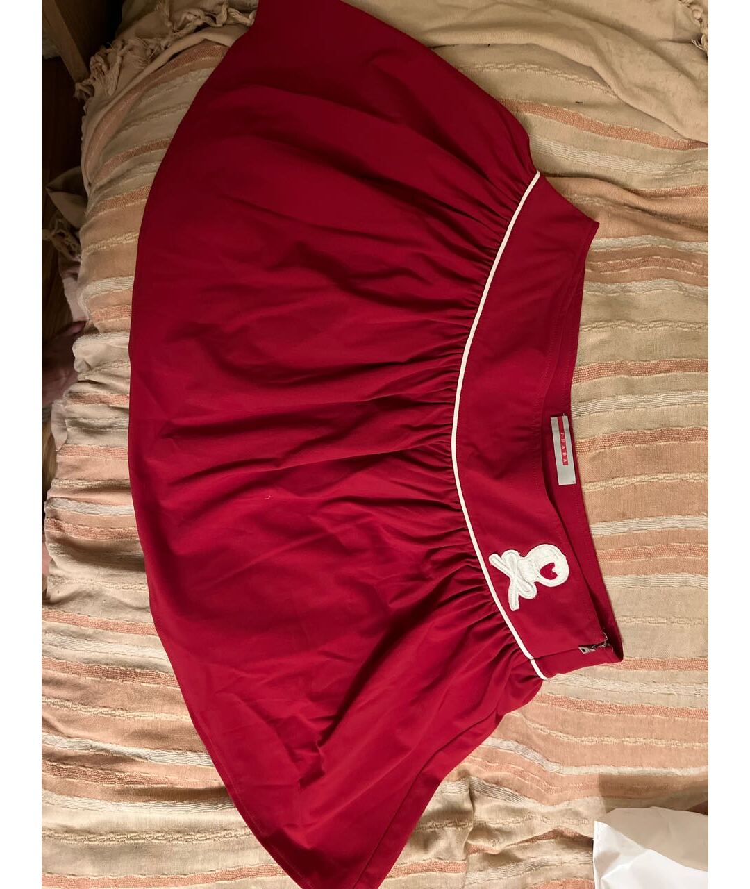 PRADA Красная синтетическая юбка мини, фото 4