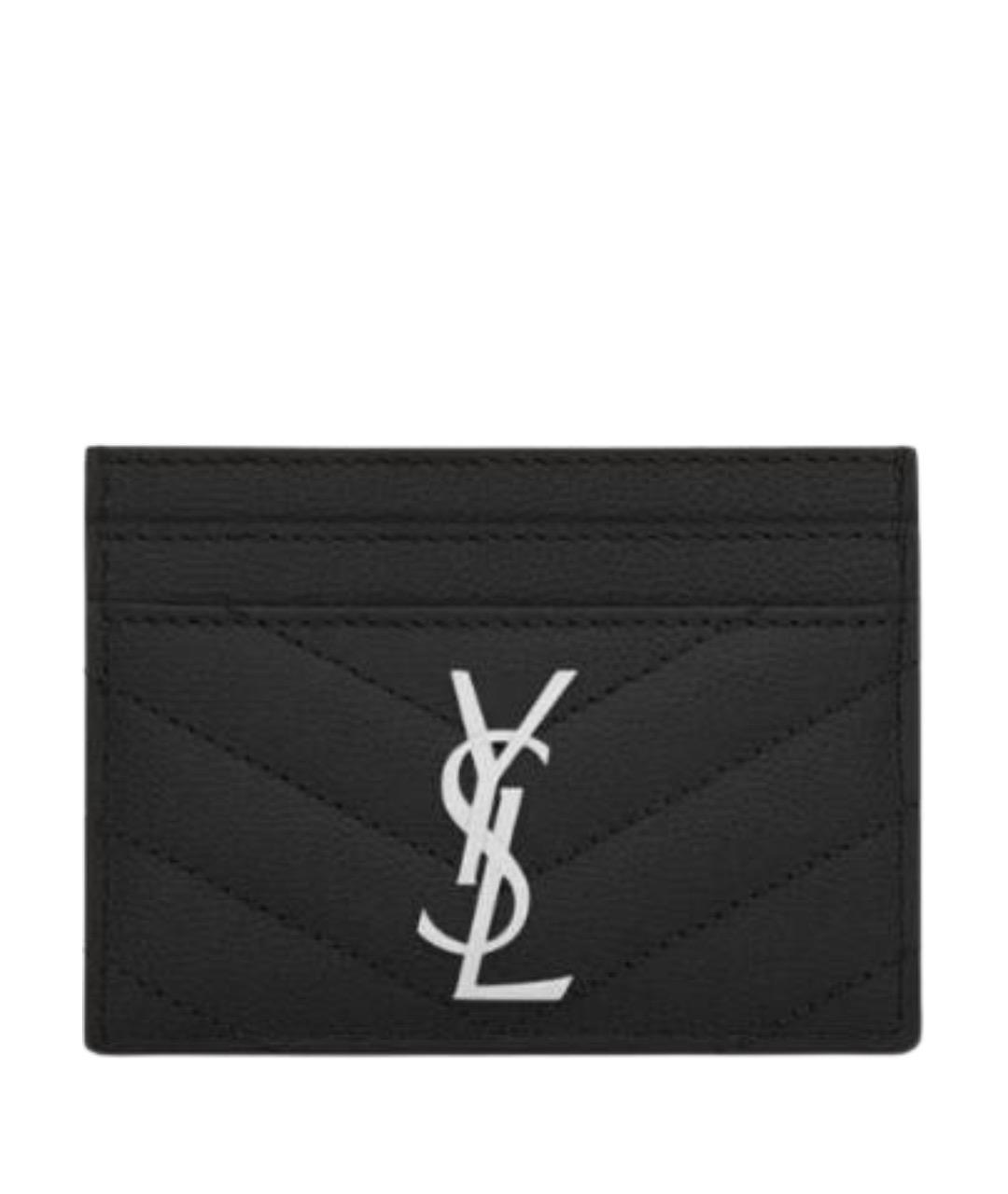 SAINT LAURENT Черный кожаный кардхолдер, фото 1