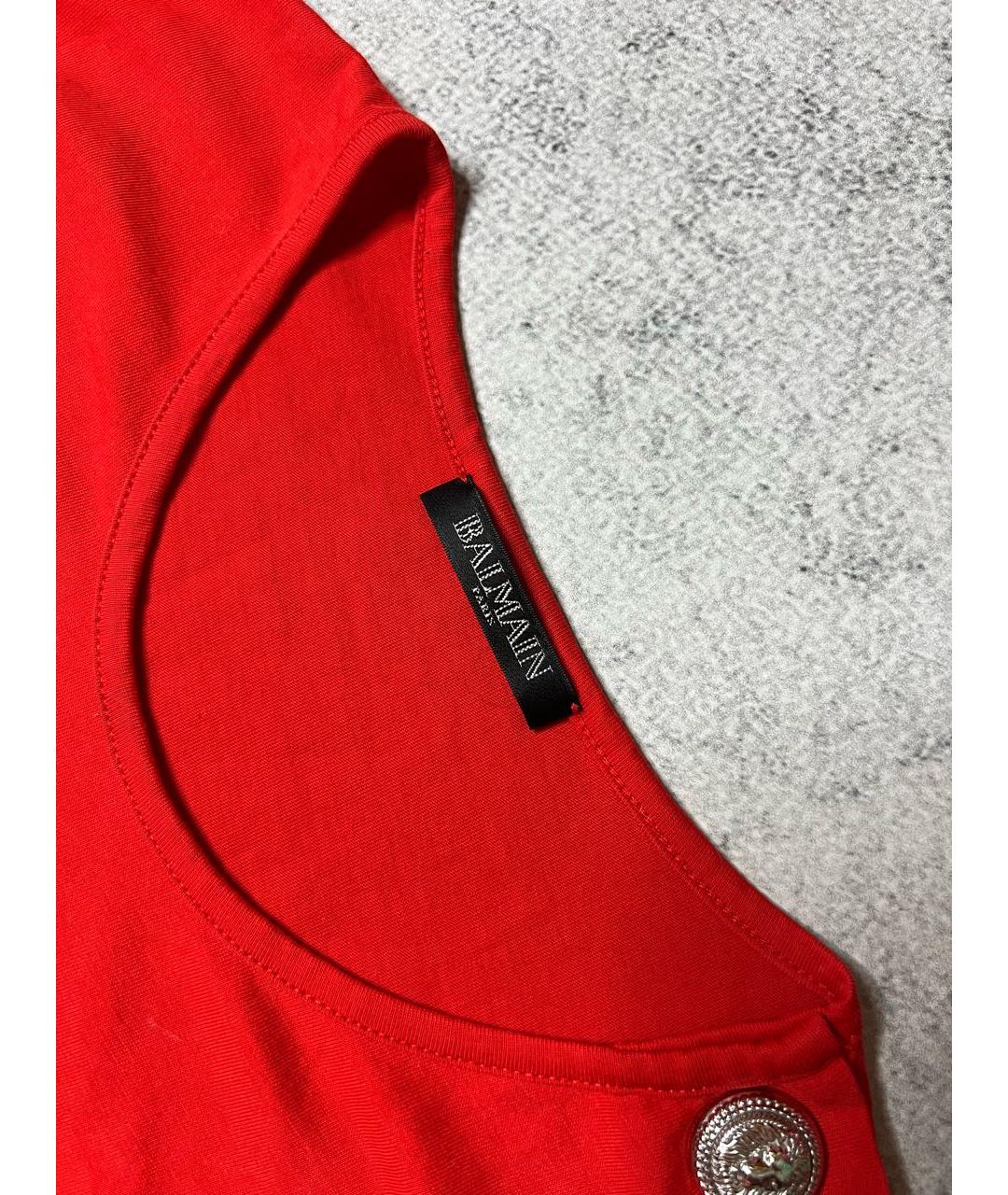 BALMAIN Красная хлопковая майка, фото 4