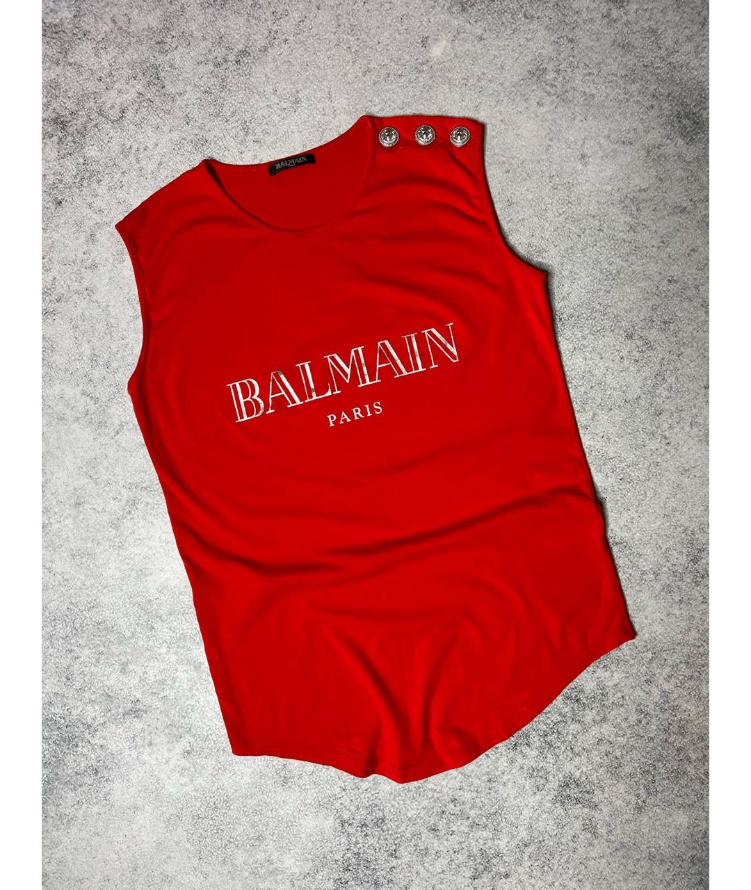 BALMAIN Красная хлопковая майка, фото 9