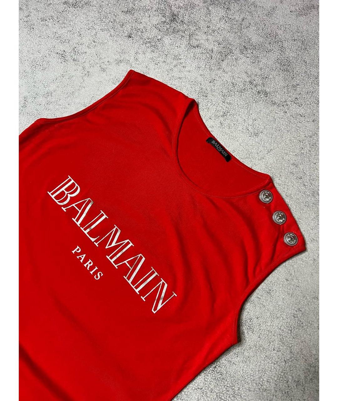 BALMAIN Красная хлопковая майка, фото 2