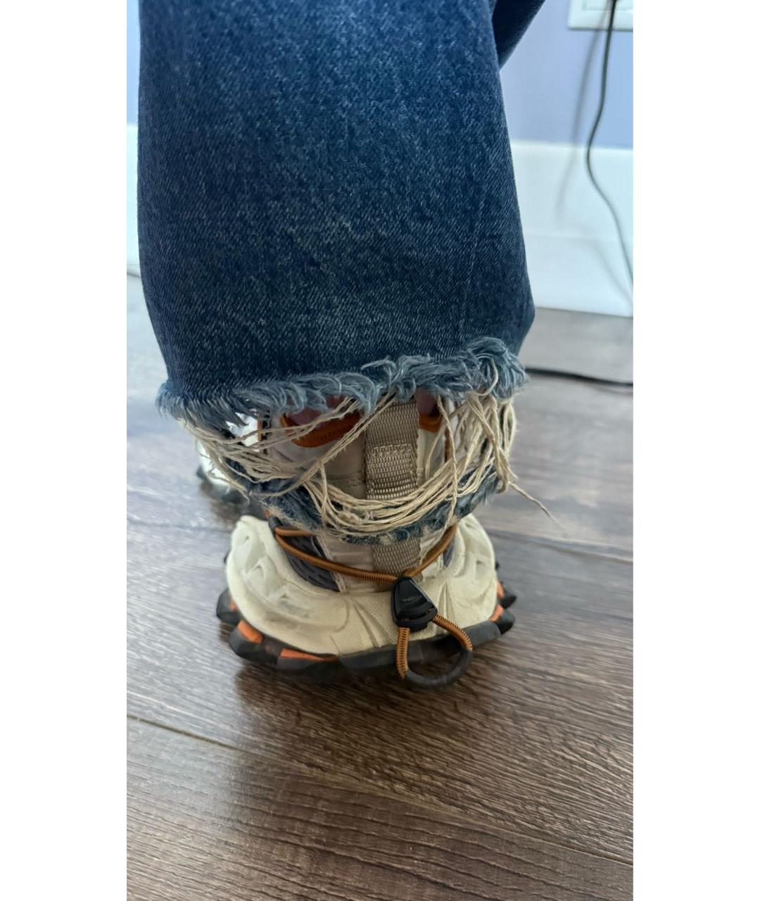 BALENCIAGA Голубые хлопковые прямые джинсы, фото 4