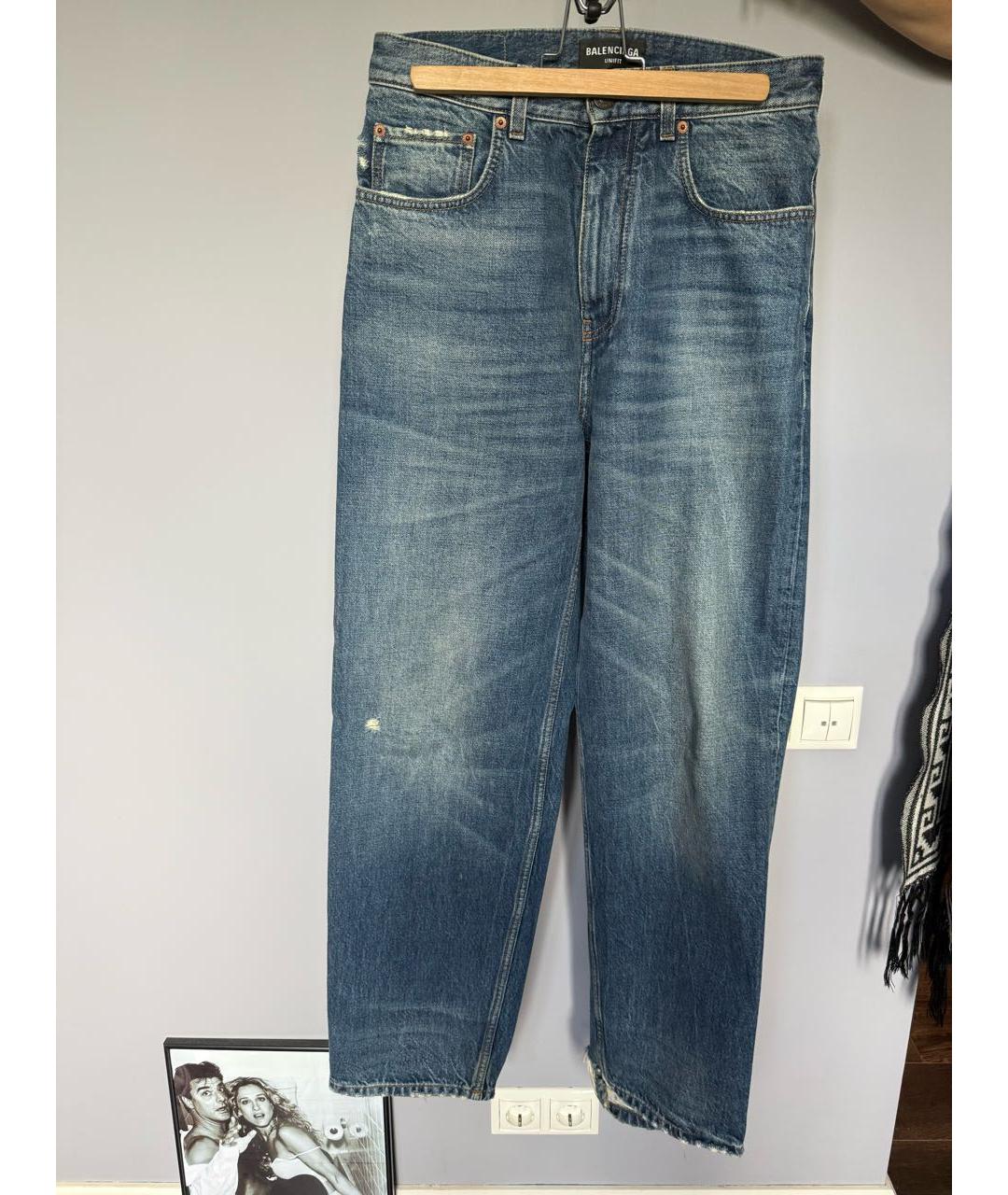 BALENCIAGA Голубые хлопковые прямые джинсы, фото 8