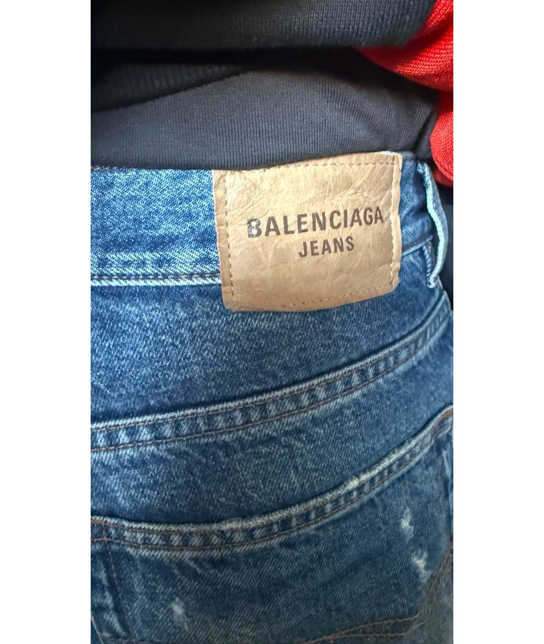 BALENCIAGA Голубые хлопковые прямые джинсы, фото 3