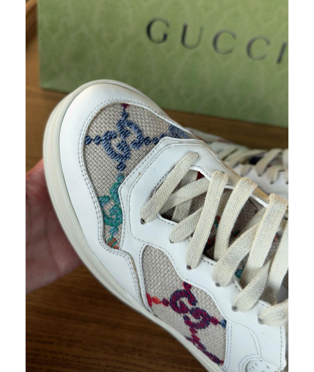 GUCCI Бежевые текстильные кеды, фото 5